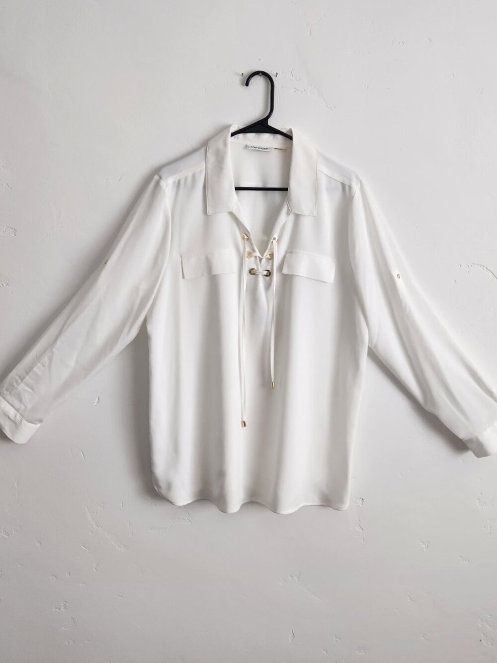 NWT Calvin Klein lace up blouse XL
